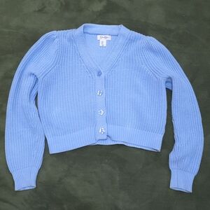 Jessica Simpson Blue Cropped Cardigan Sweater